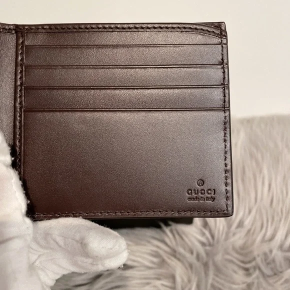 Gucci Web Brown GG Signature Bi fold Web wallet 408827 w/Box - Picture 7 of 9